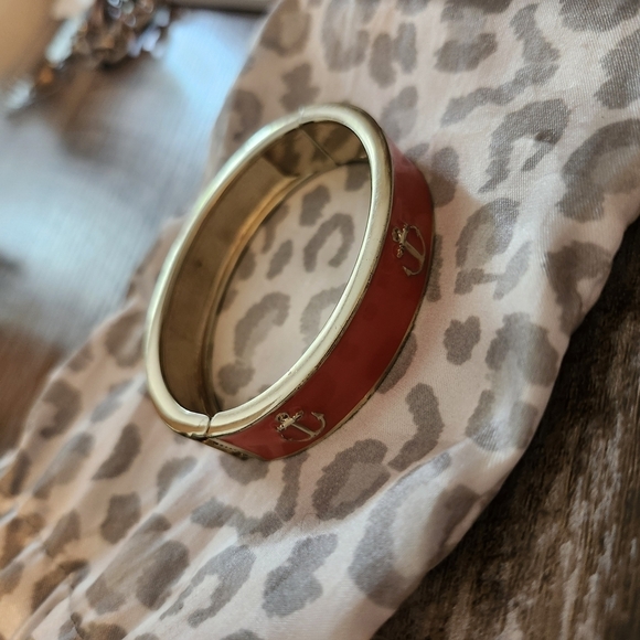 Nautical Orange and Gold Anchor Bracelet - Picture 2 of 3